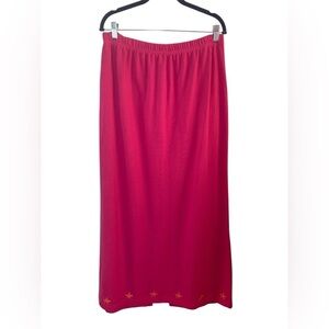 Vintage Quacker Factory Hot Pink Starfish Embroidered Maxi Skirt 1X